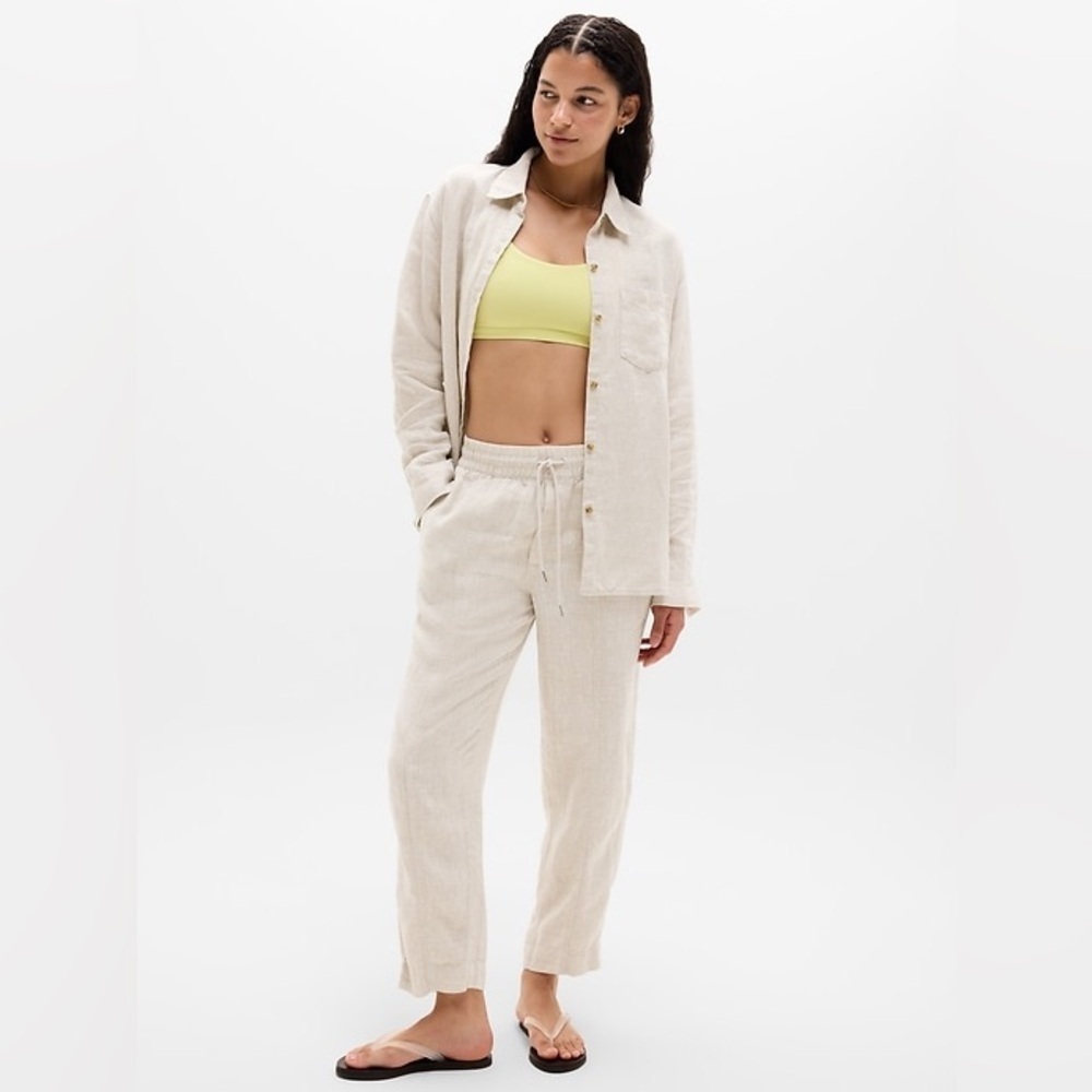 Athleta Retreat Linen Top Size XL in Undyed Color 100% Linen Breathable - Picture 14 of 15